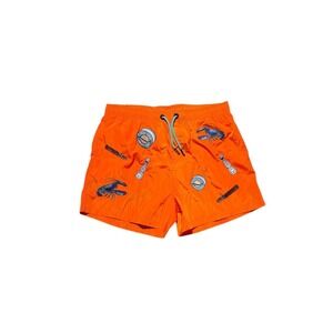 Bain de Mer Mens Orange Embroidered Lobster Cigar Swim Trunks Size 3XL NWT